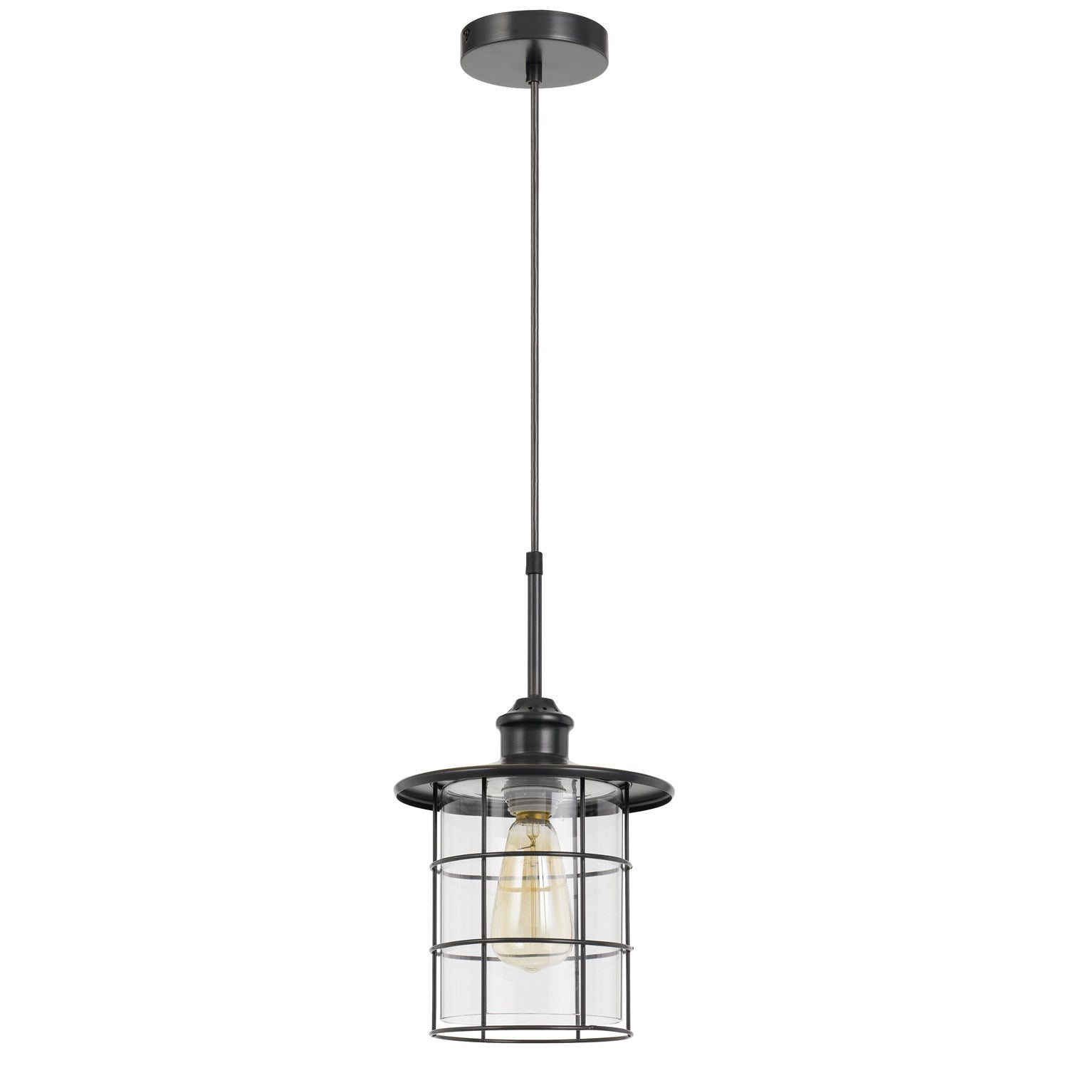 60W Silverton Metal/Glass Pendant Fixture (Edison Bulbs Included) by CAL Lighting