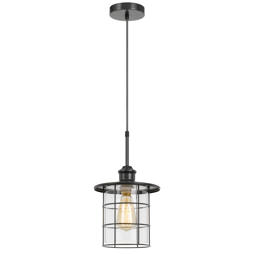 60W Silverton Metal/Glass Pendant Fixture (Edison Bulbs Included)