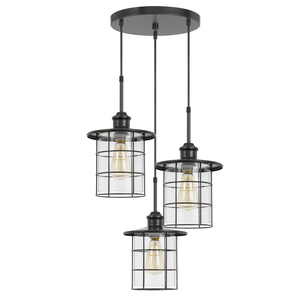 60W X 3 Silverton Metal/Glass Pendant Fixture (Edison Bulbs Included) by CAL Lighting