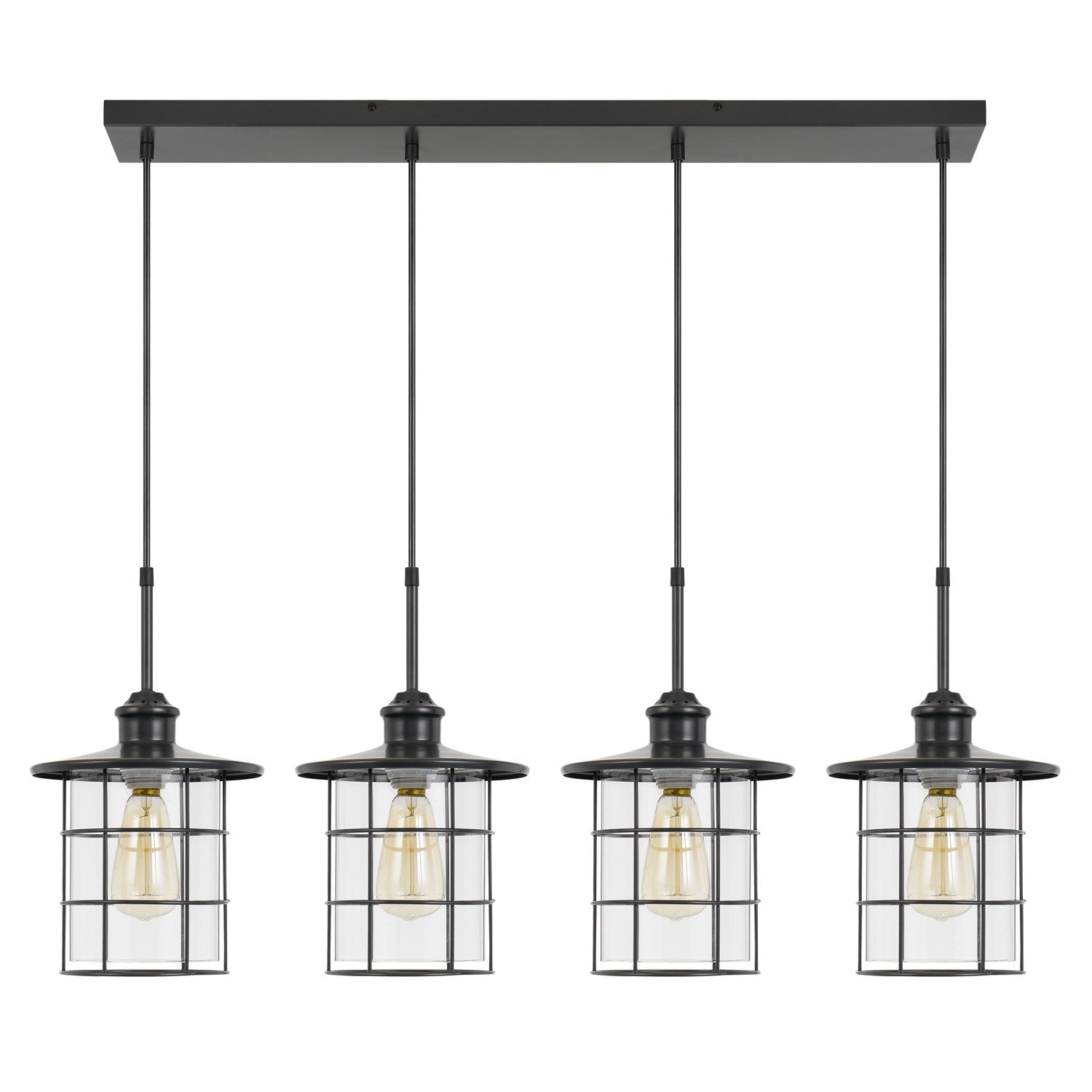 60W X 4 Silverton Metal/Glass Pendant Fixture (Edison Bulbs Included) by CAL Lighting