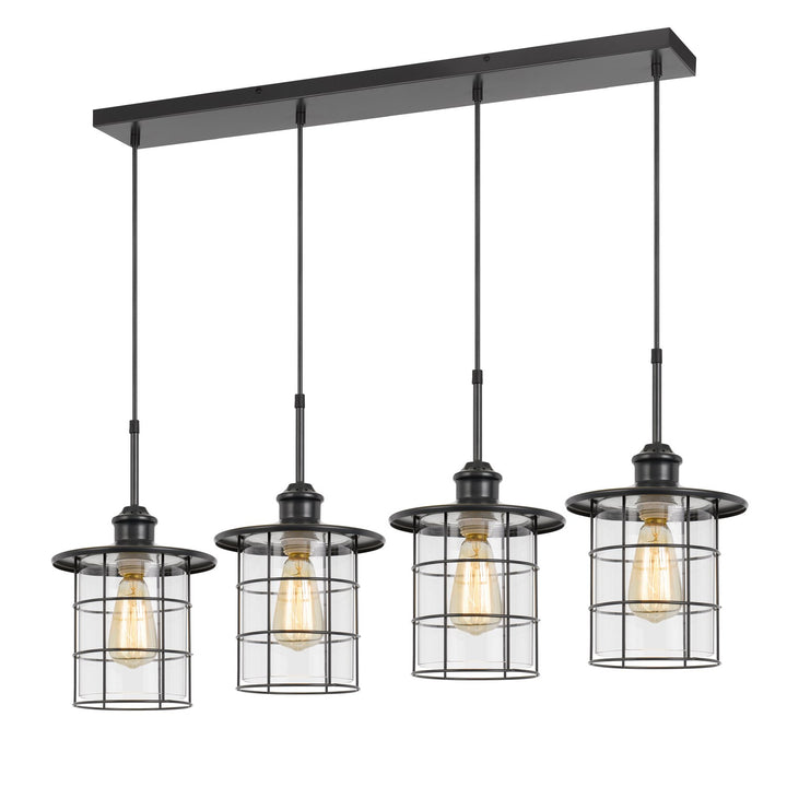 60W X 4 Silverton Metal/Glass Pendant Fixture (Edison Bulbs Included)