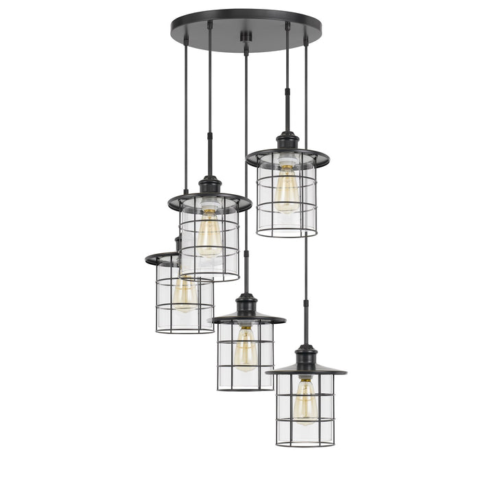 60W X 5 Silverton Metal/Glass Pendant Fixture (Edison Bulbs Included) by CAL Lighting