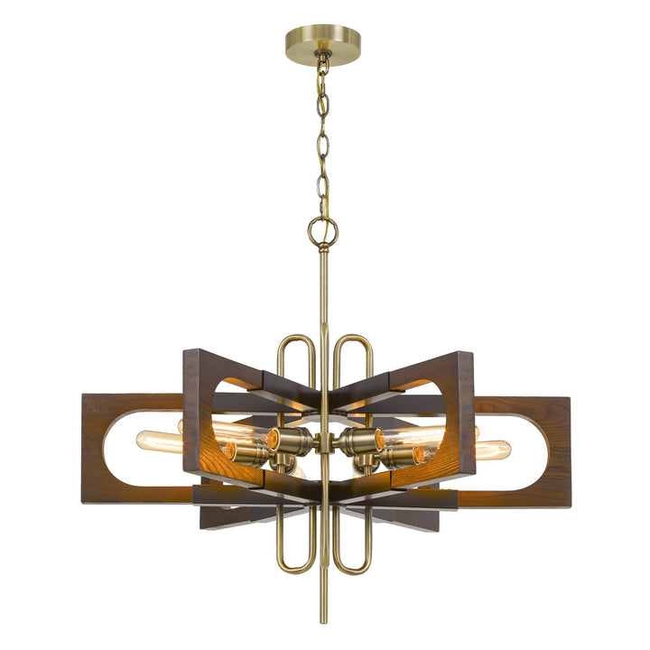 60W X 6 Sneek Metal/Wood Chandelier (Edison Bulbs Are Not Included)