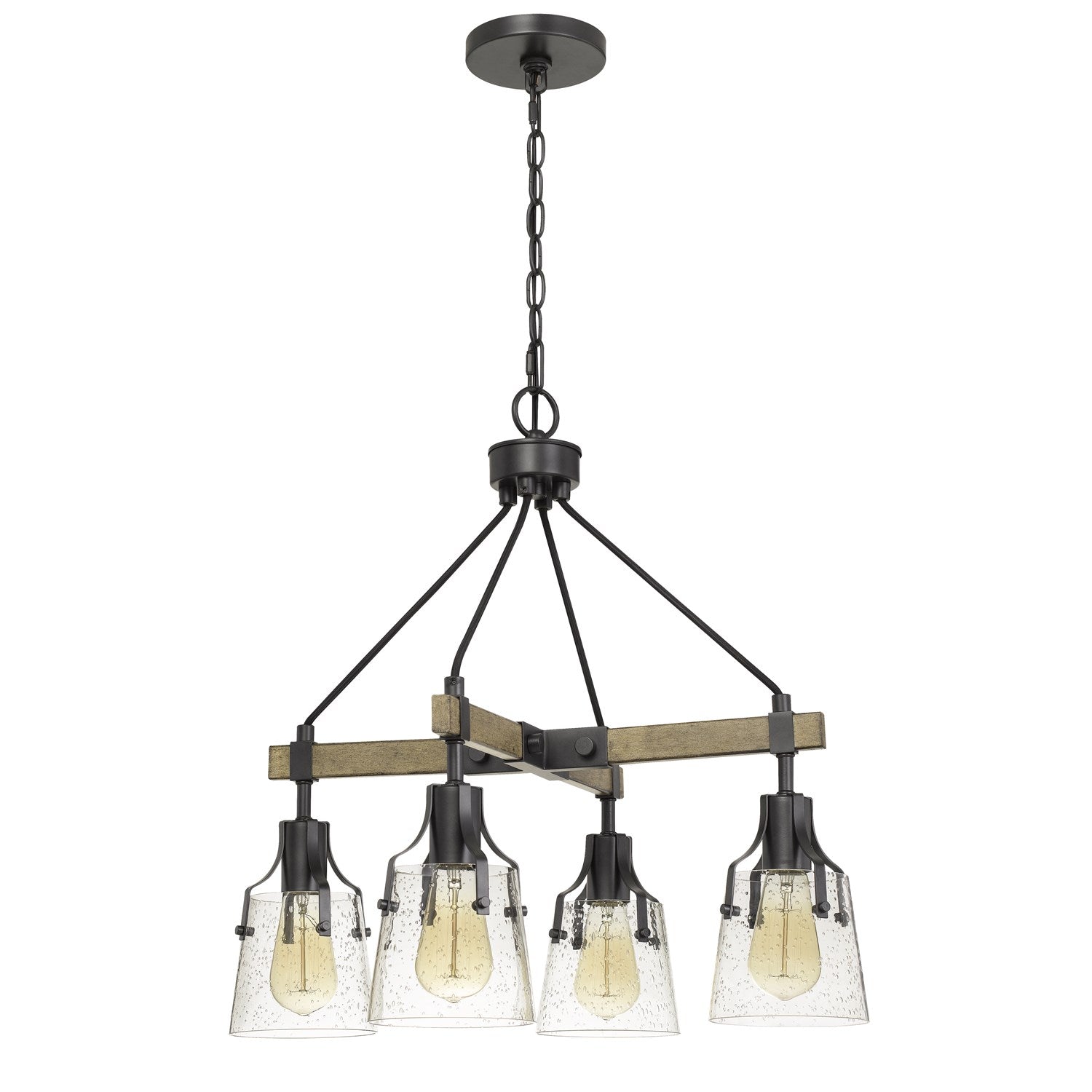 60W X 4 Aosta Metal Chandelier With Bubbled Glass Shades by CAL Lighting