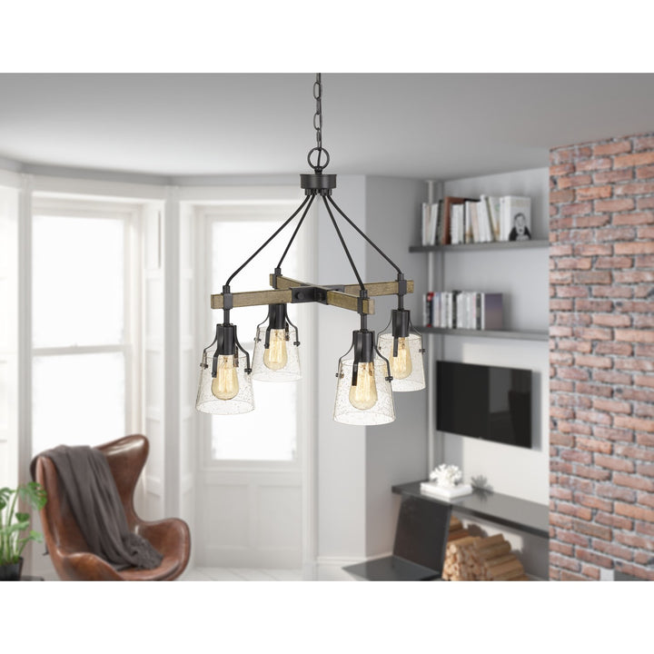 60W X 4 Aosta Metal Chandelier With Bubbled Glass Shades