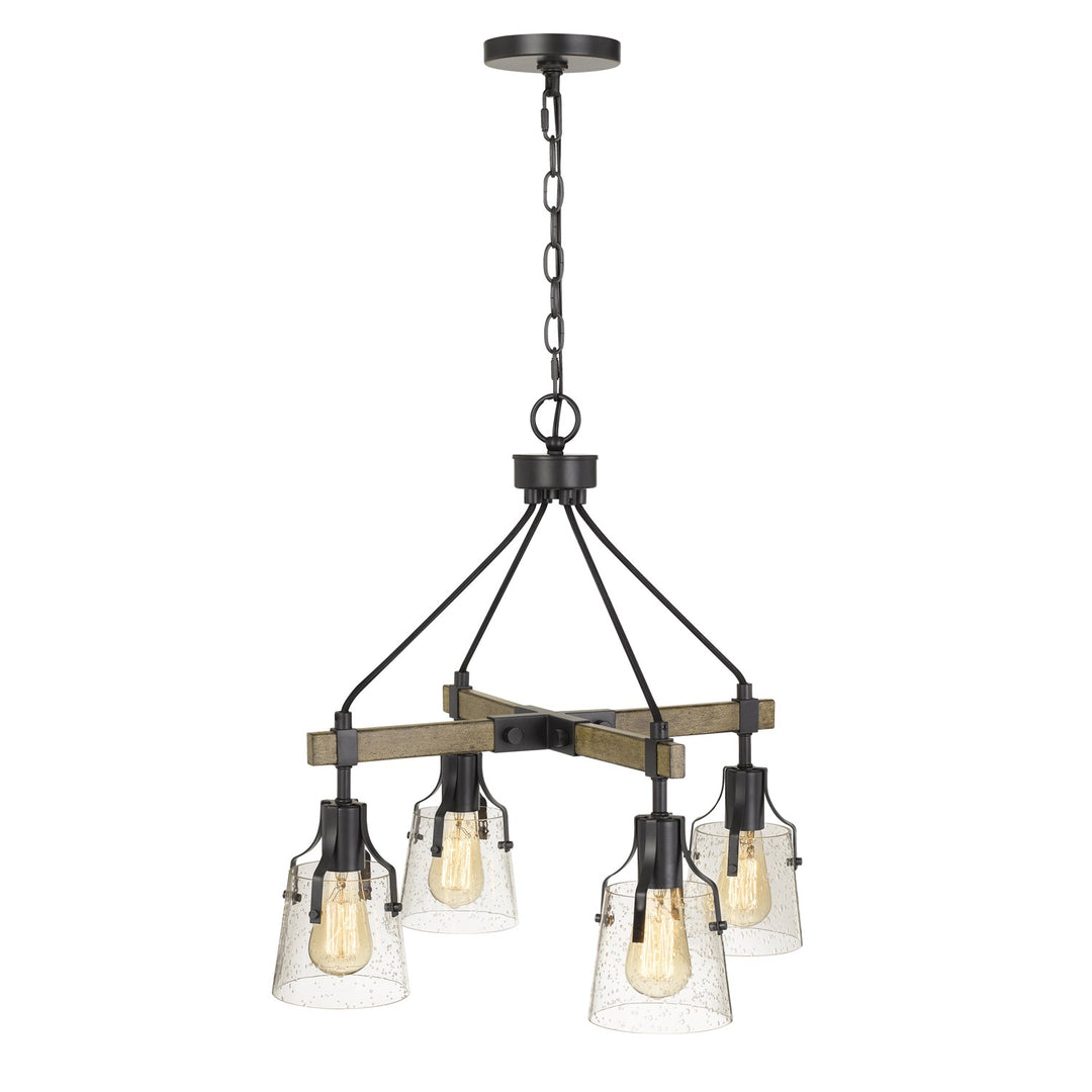 60W X 4 Aosta Metal Chandelier With Bubbled Glass Shades
