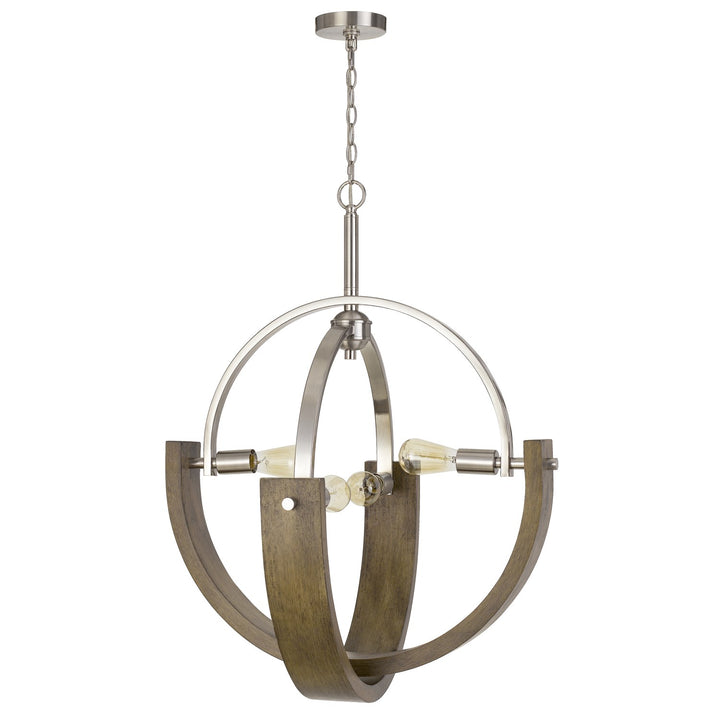 60W X 4 Rauma Metal/Wood Chandelier (Edison Bulbs Are Not Included) by CAL Lighting