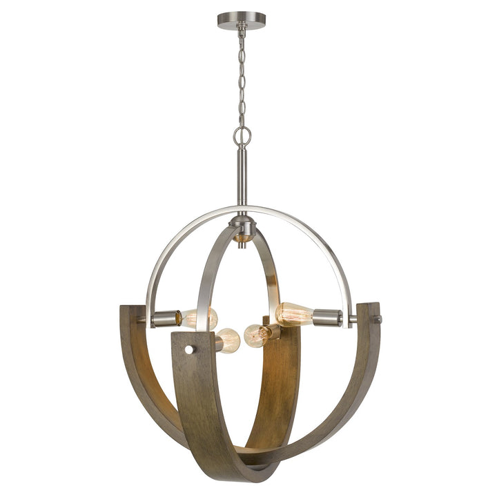 60W X 4 Rauma Metal/Wood Chandelier (Edison Bulbs Are Not Included)