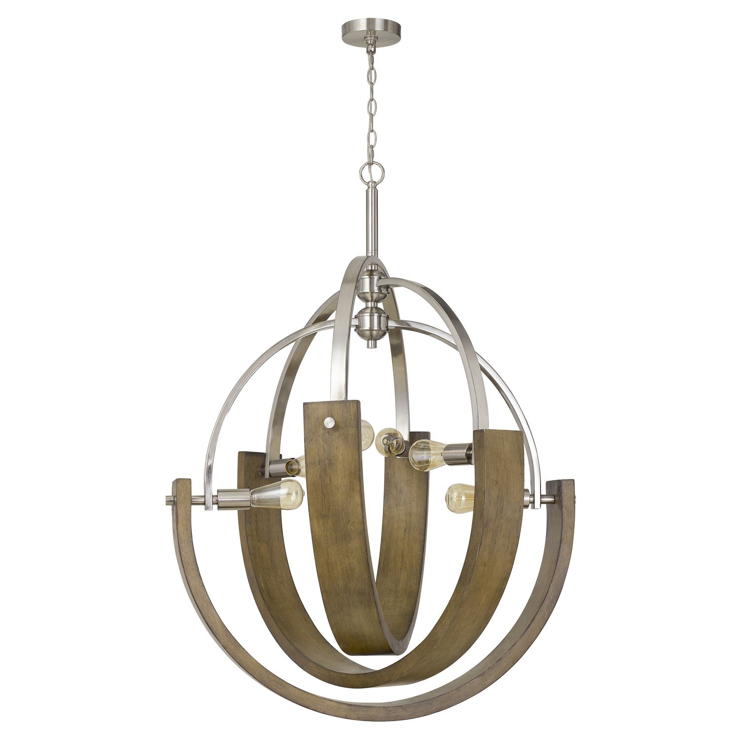 60W X 6 Rauma Metal/Wood Chandelier (Edison Bulbs Are Not Included) by CAL Lighting