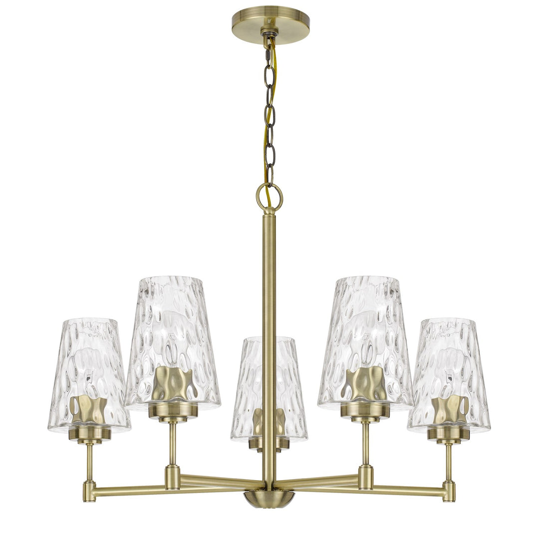 60W X 5 Crestwood Metal Chandelier With Textured Glass Shades by CAL Lighting