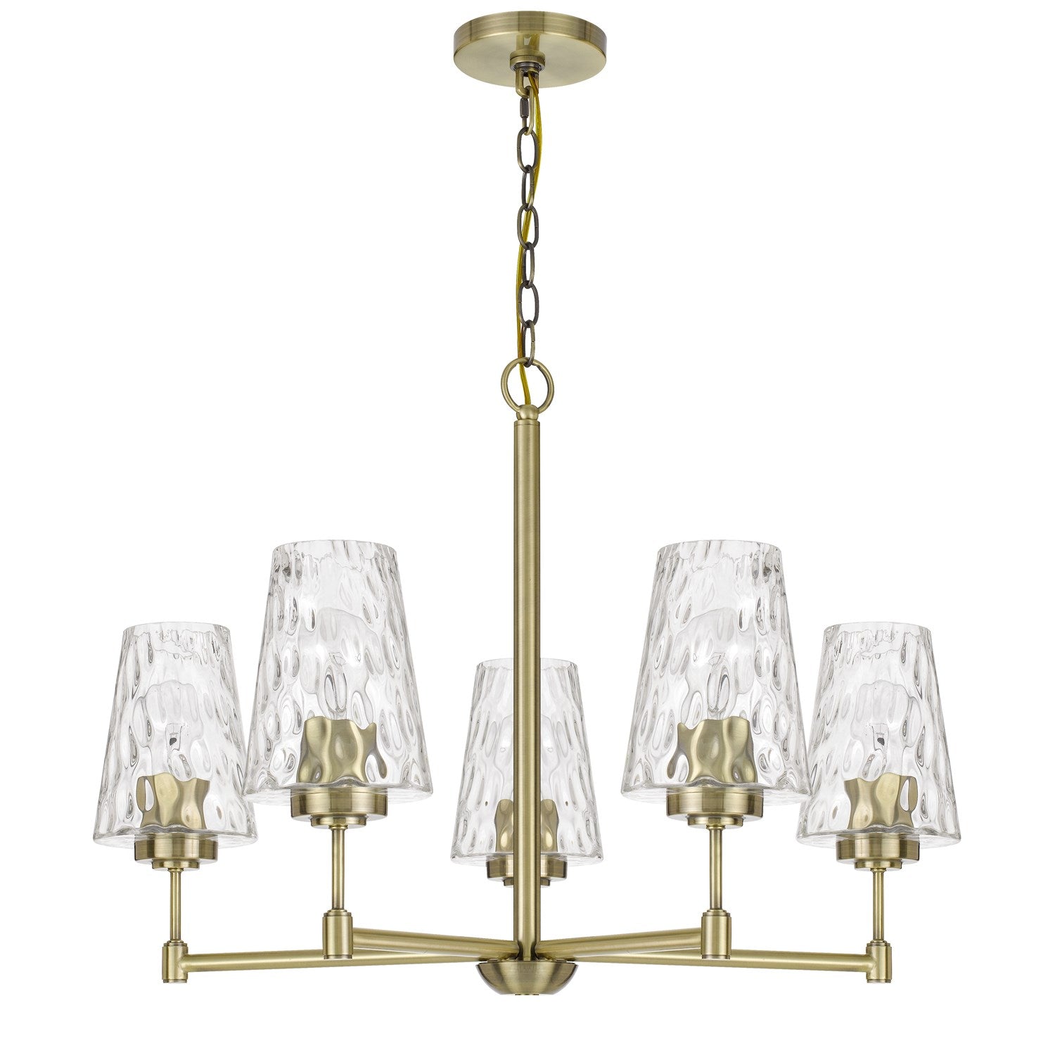 60W X 5 Crestwood Metal Chandelier With Textured Glass Shades by CAL Lighting