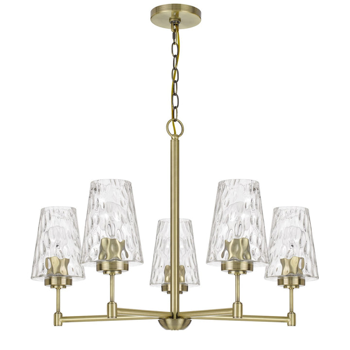 60W X 5 Crestwood Metal Chandelier With Textured Glass Shades by CAL Lighting