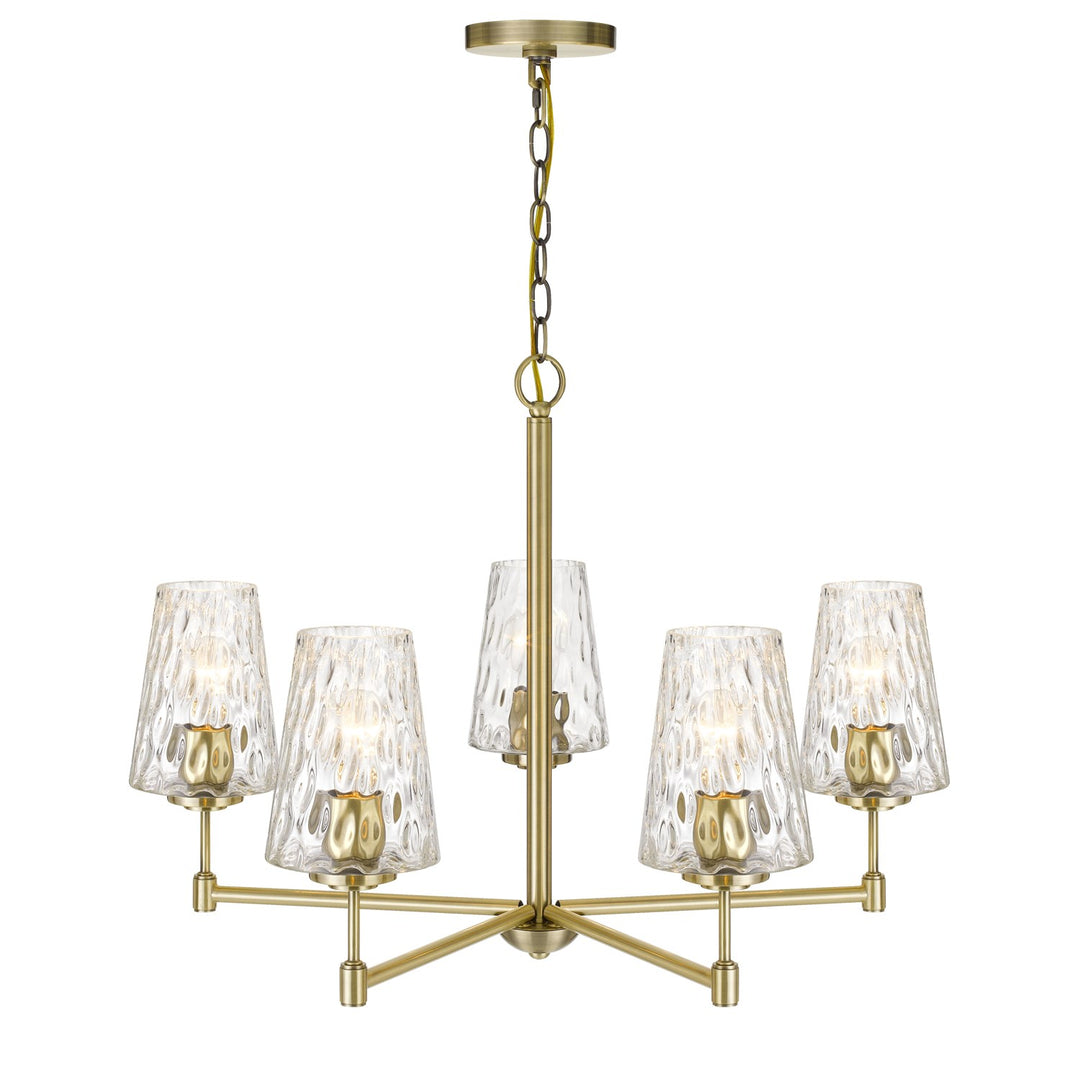 60W X 5 Crestwood Metal Chandelier With Textured Glass Shades