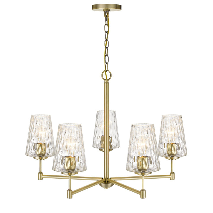 60W X 5 Crestwood Metal Chandelier With Textured Glass Shades