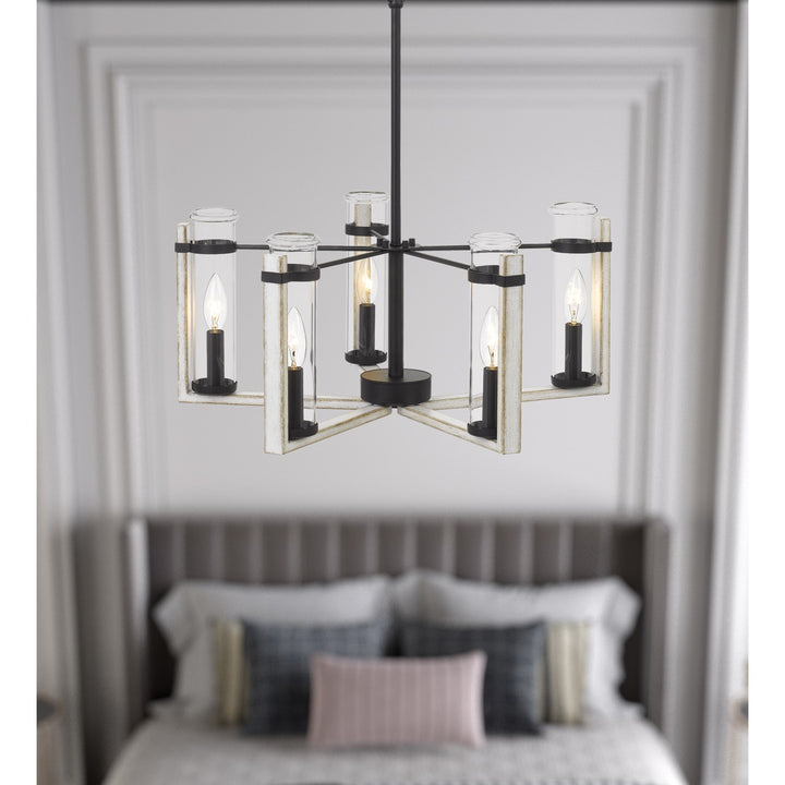 60Wx 5 Olivette Metal Chandelier With Glass Shade