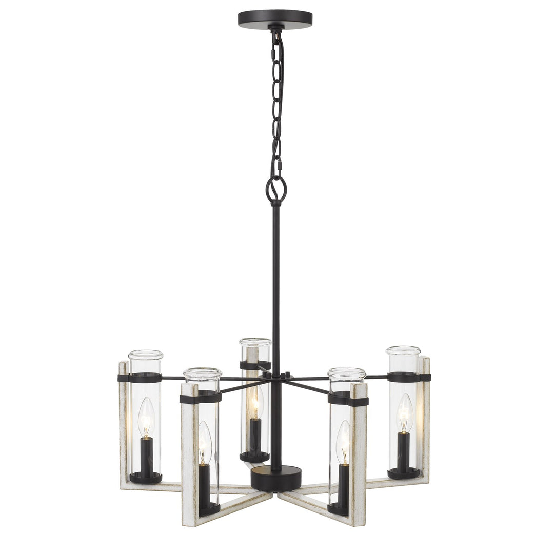 60Wx 5 Olivette Metal Chandelier With Glass Shade