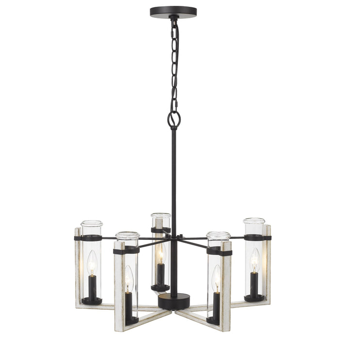 60Wx 5 Olivette Metal Chandelier With Glass Shade