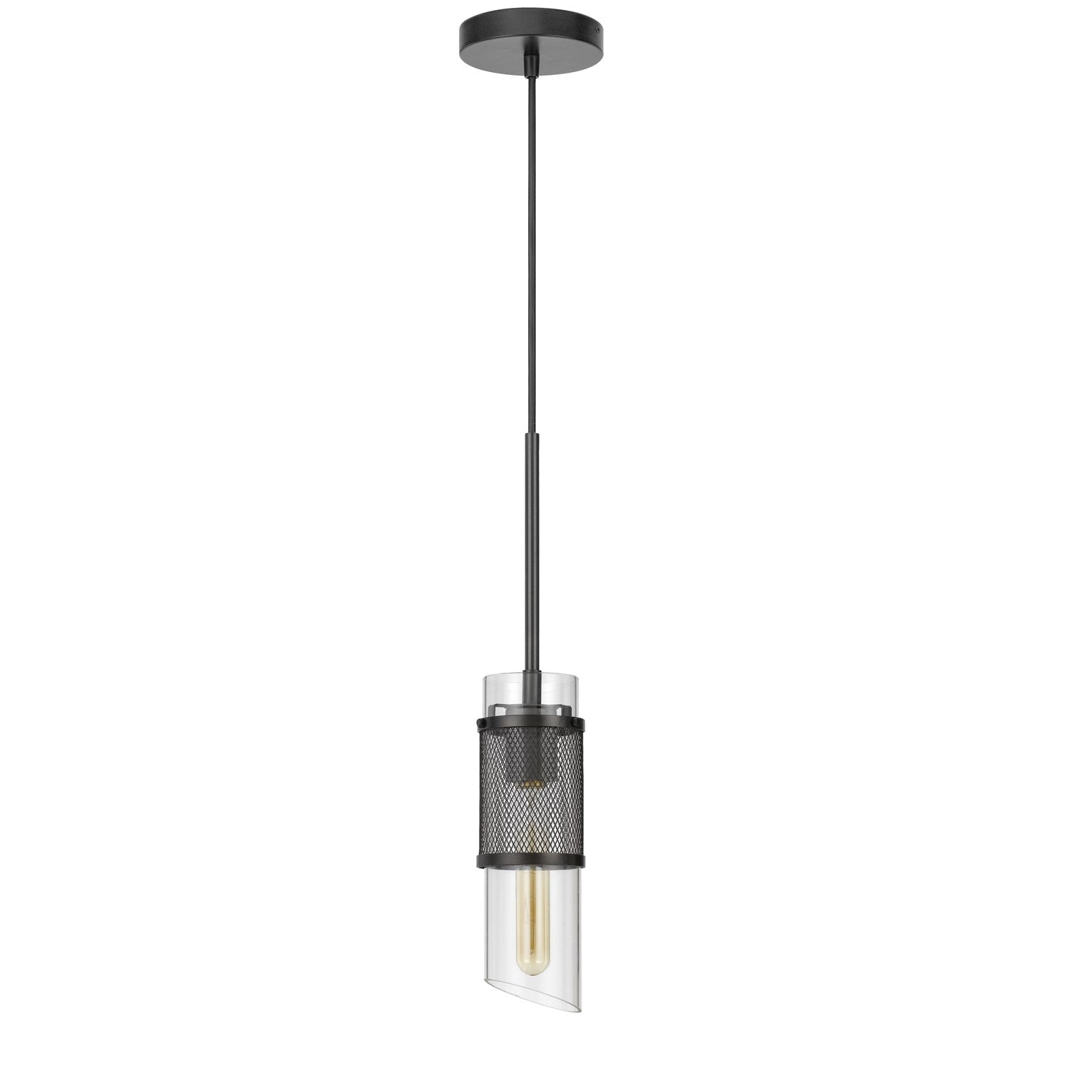 60W Savona Double Layer Glass/Metal Mini Pendant With Mesh Metal Shade by CAL Lighting