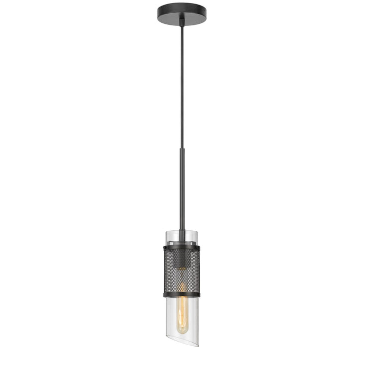 60W Savona Double Layer Glass/Metal Mini Pendant With Mesh Metal Shade