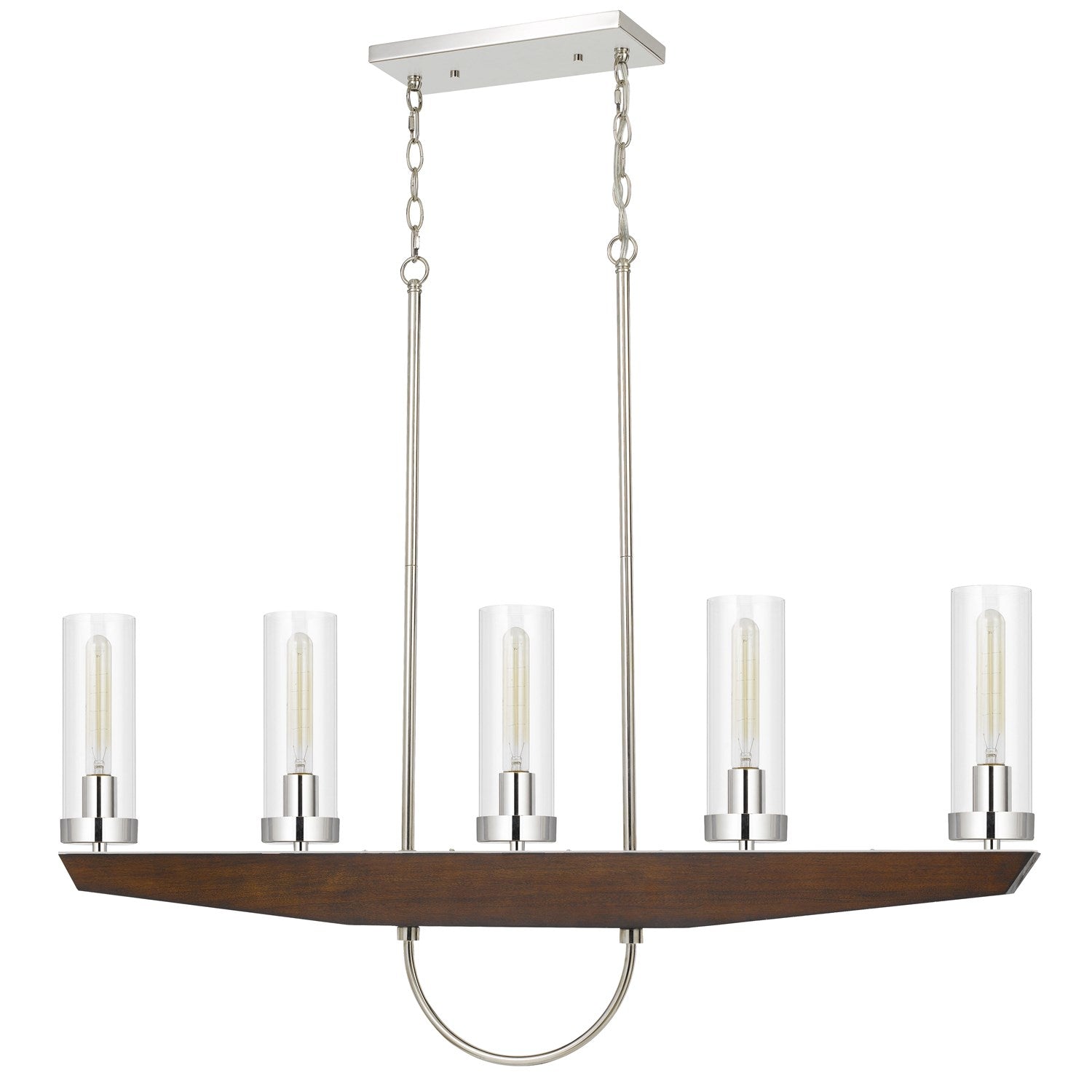 60W X 5 Ercolano Pine Wood/Metal Island Chandelier With Clear Glass Shade by CAL Lighting