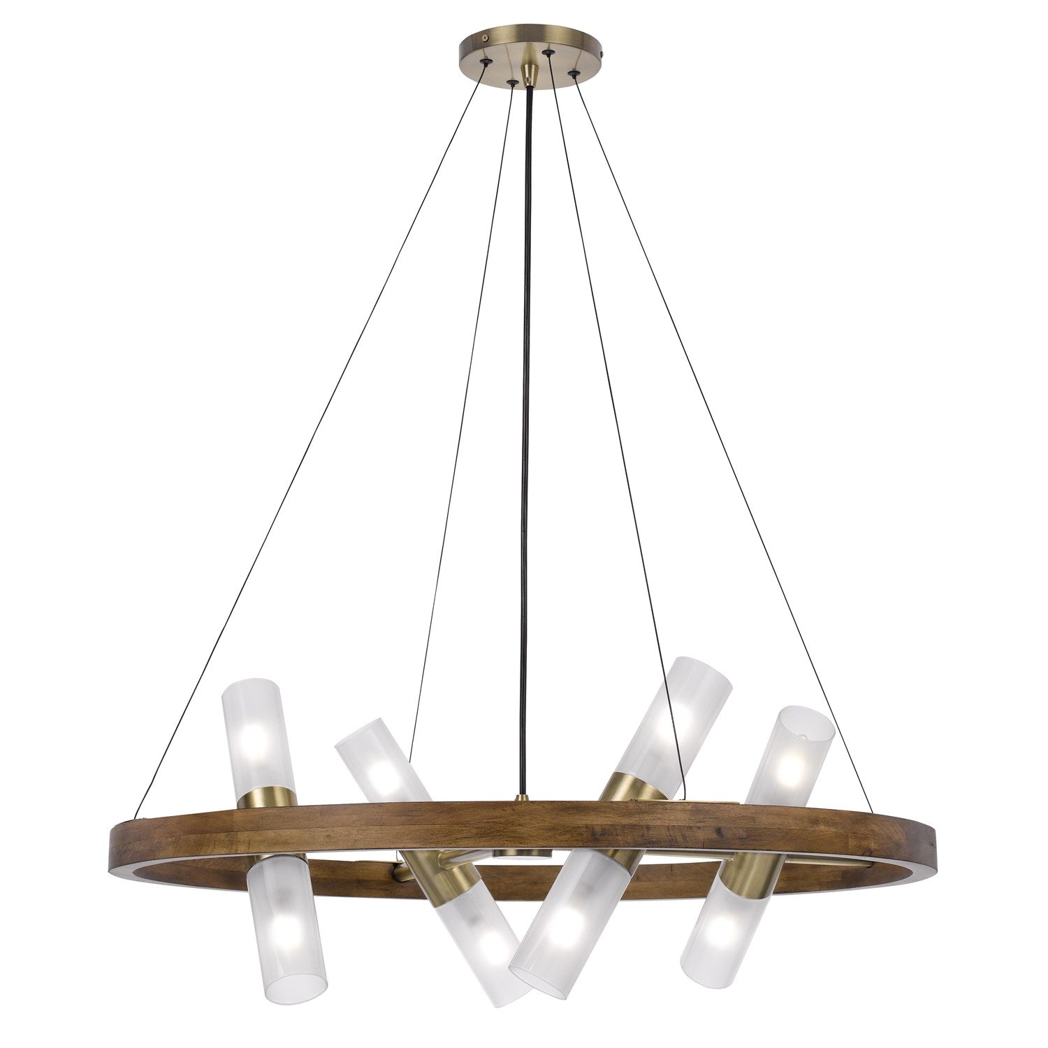 40W X 8 Hempstead Birch Wood Cylinder Chandelier With Adjustable Steel Cable