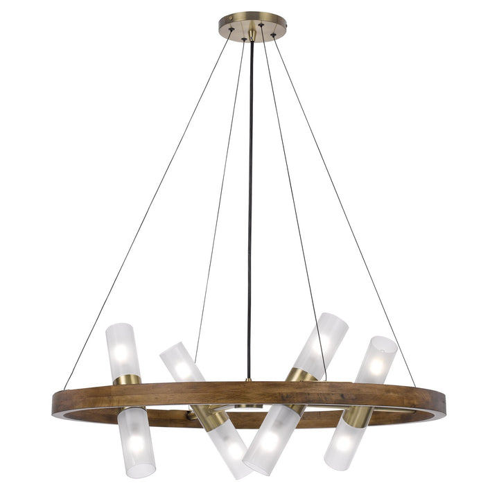 40W X 8 Hempstead Birch Wood Cylinder Chandelier With Adjustable Steel Cable