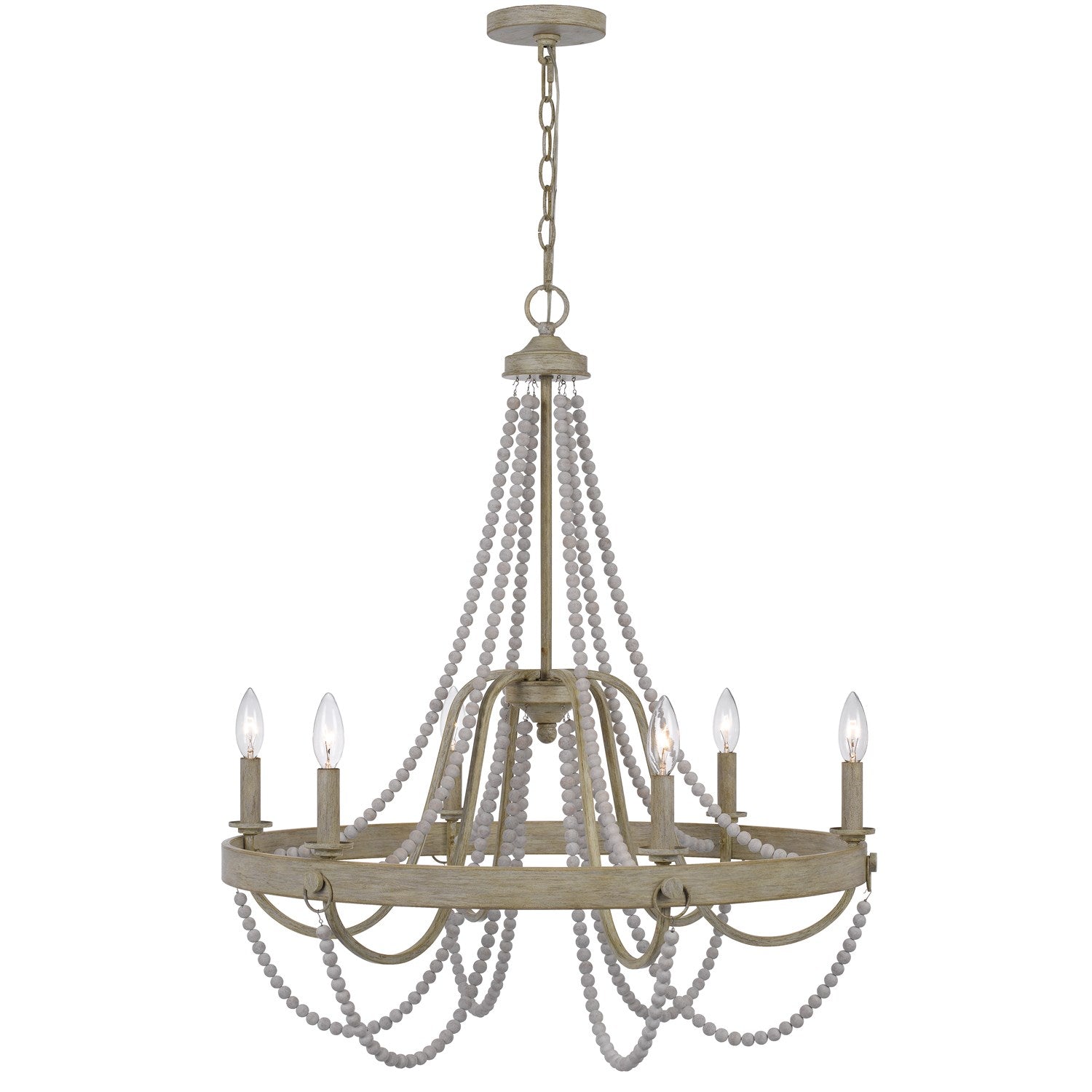 60W X 6 Macon Beaded Metal Chandelier