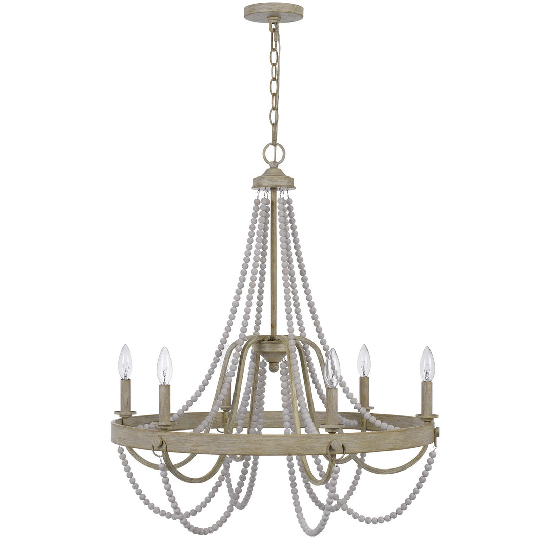 60W X 6 Macon Beaded Metal Chandelier