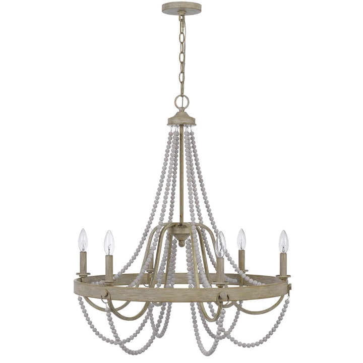 60W X 6 Macon Beaded Metal Chandelier