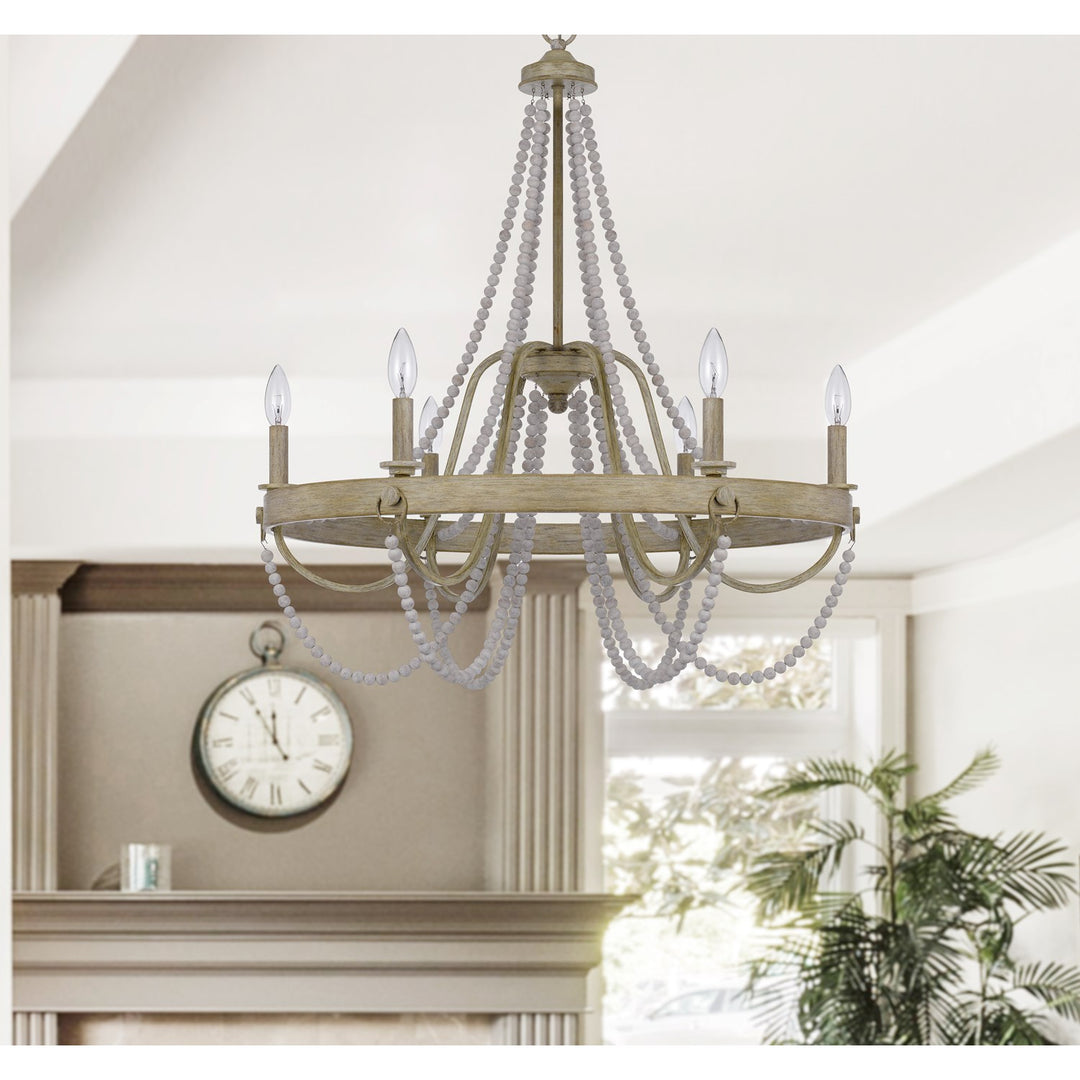 60W X 6 Macon Beaded Metal Chandelier