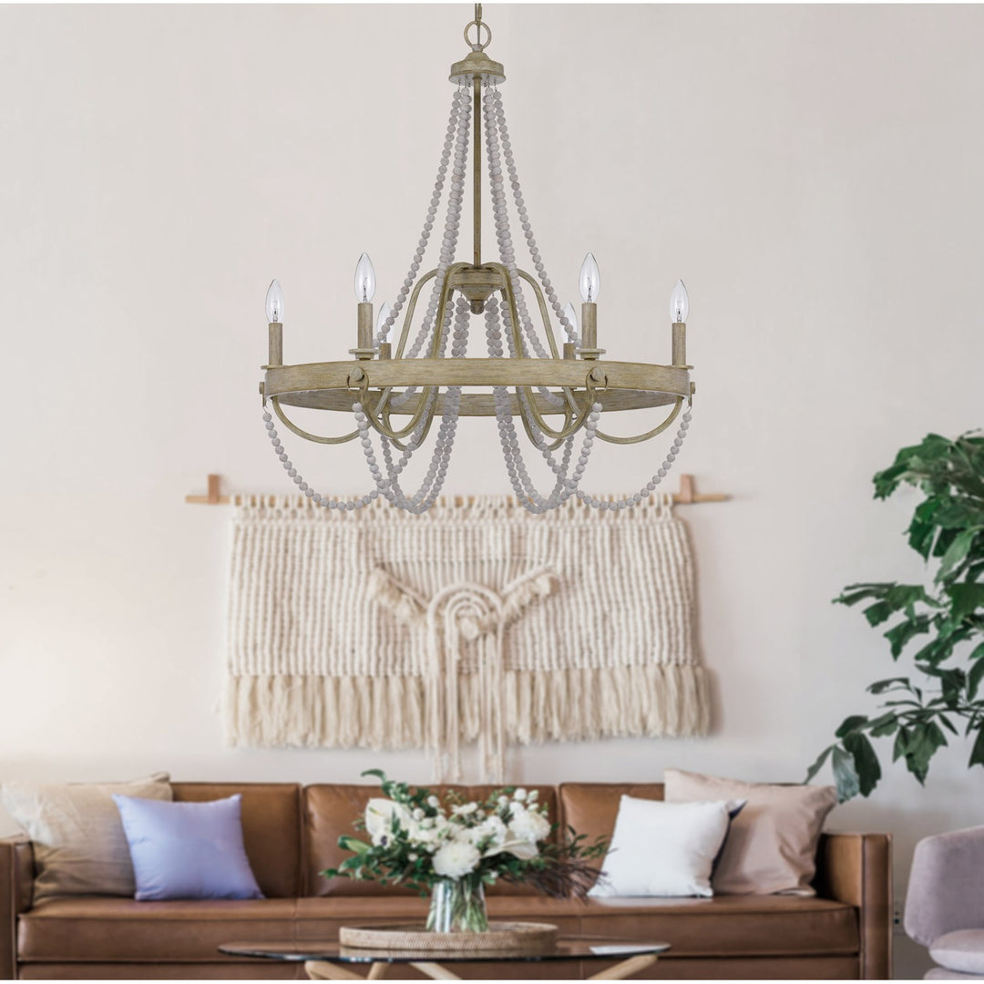 60W X 6 Macon Beaded Metal Chandelier