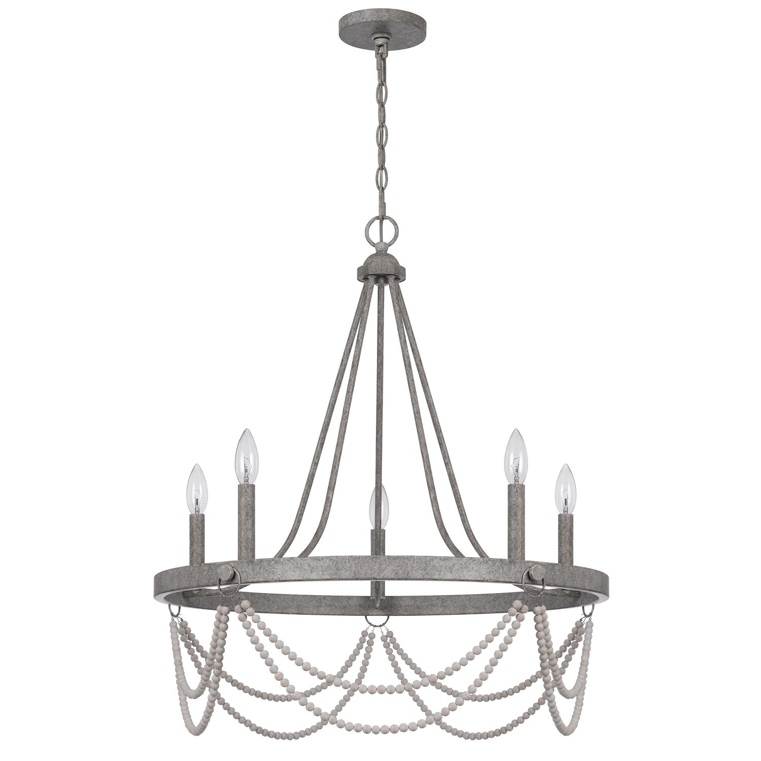 60W X 5 Anniston Beaded Metal Chandelier by CAL Lighting