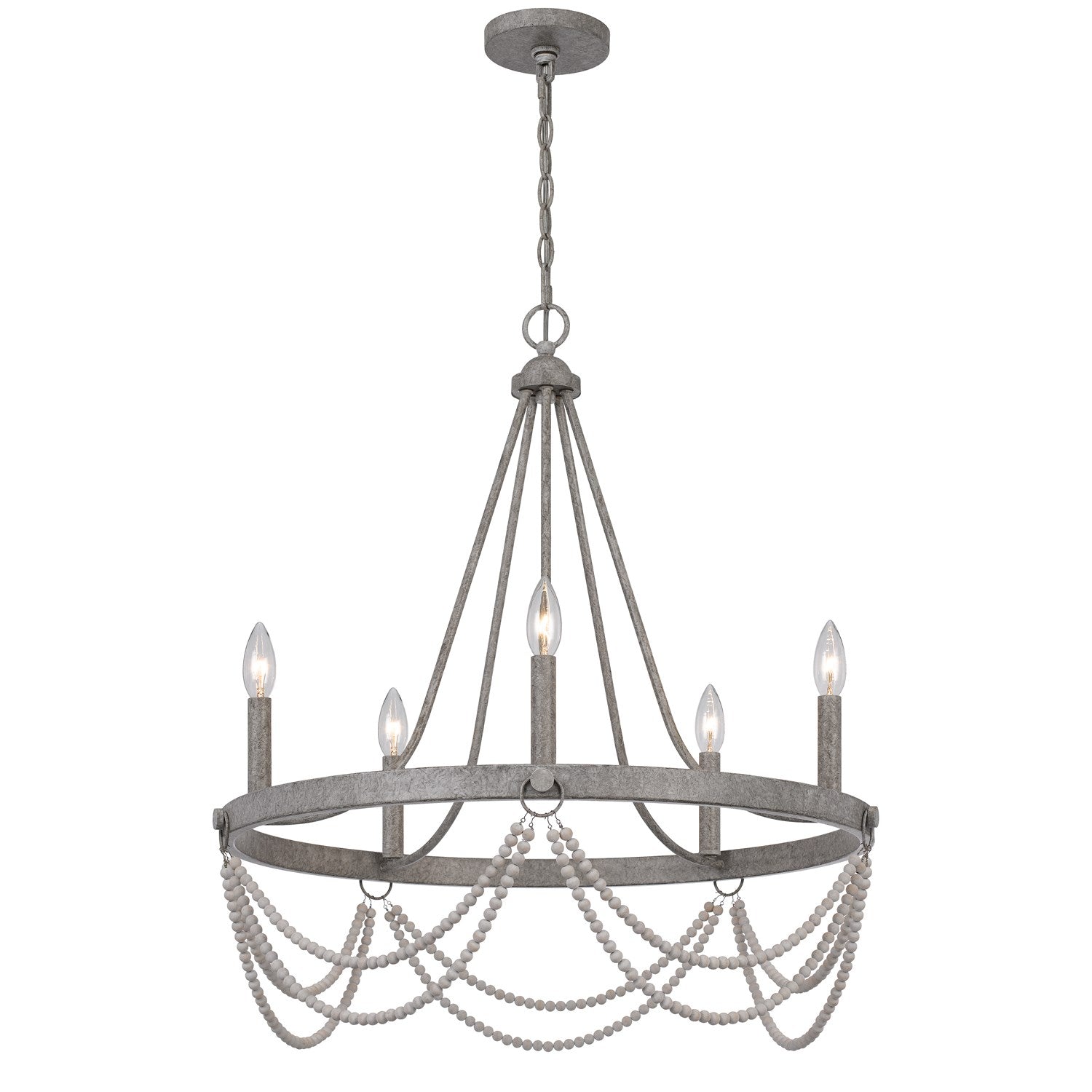 60W X 5 Anniston Beaded Metal Chandelier
