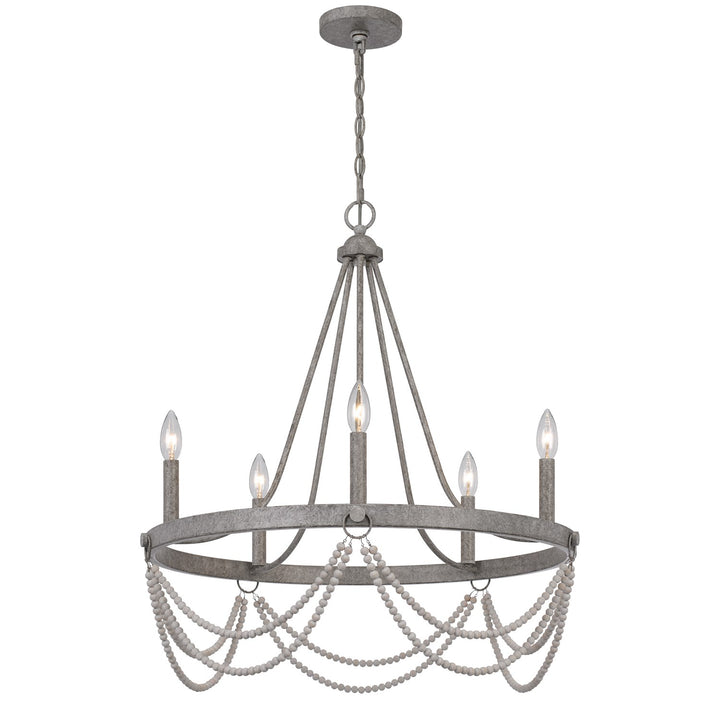 60W X 5 Anniston Beaded Metal Chandelier
