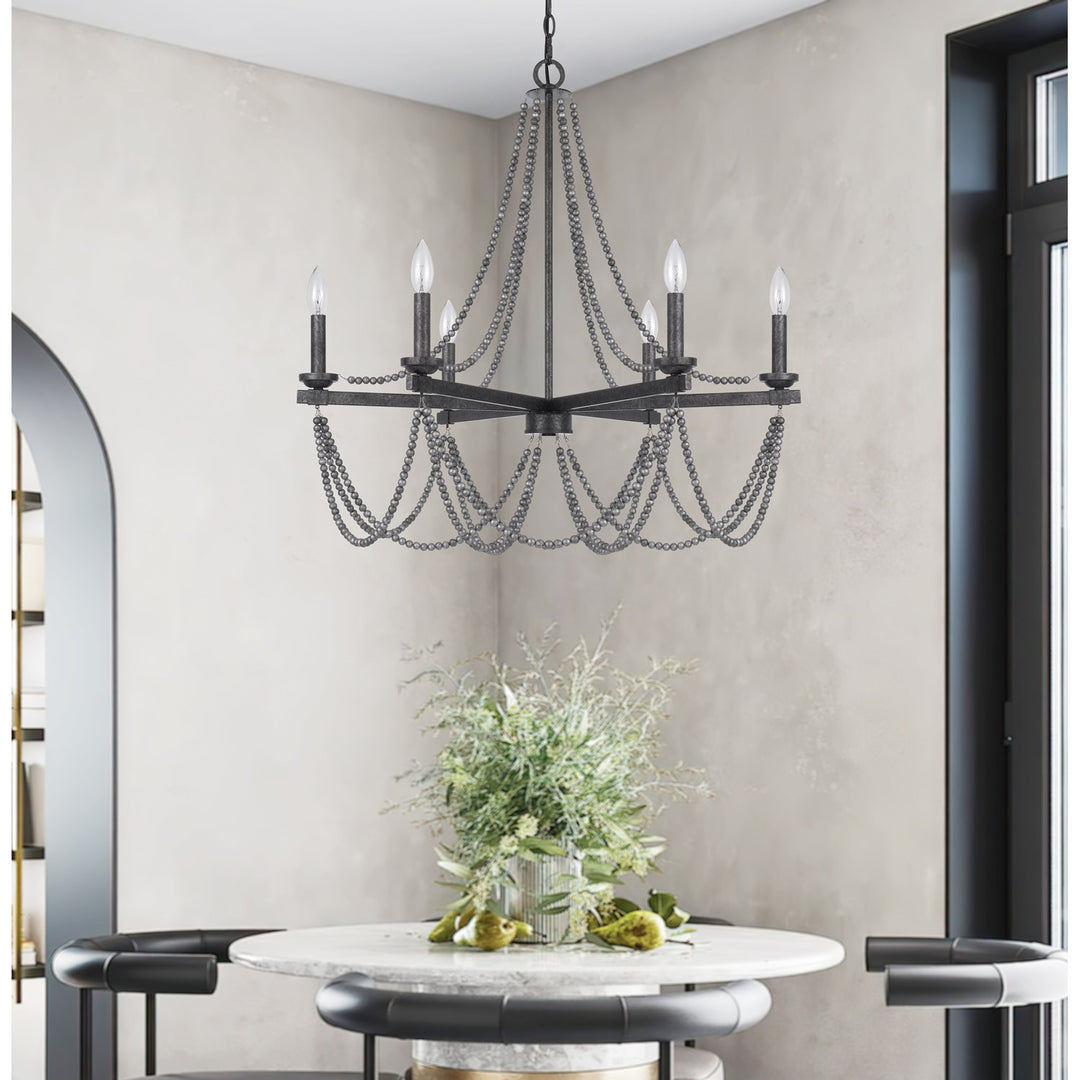 60W X 6 Ventura Metal Beaded Chandelier