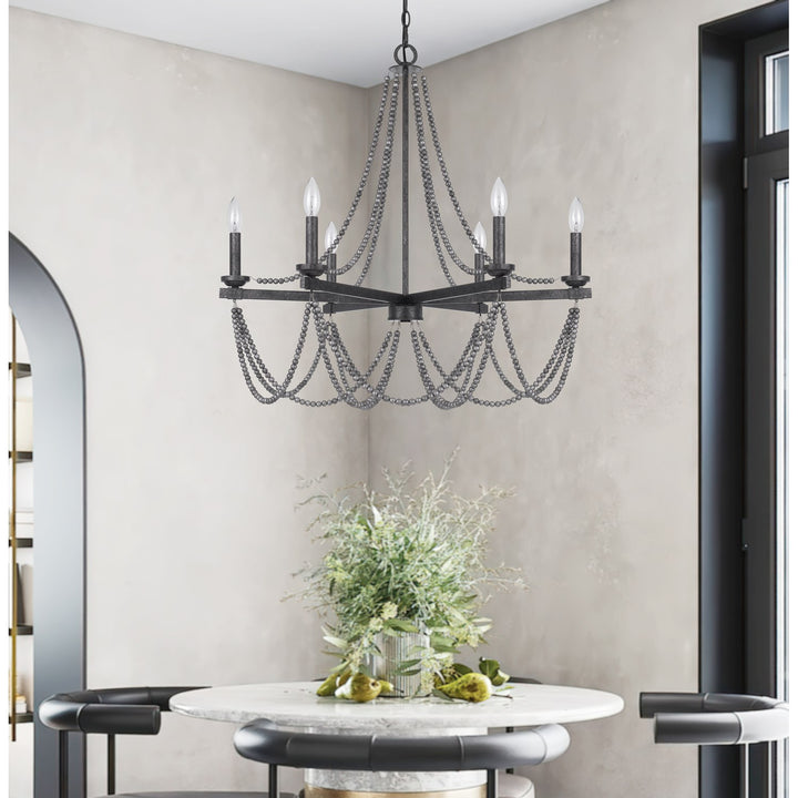 60W X 6 Ventura Metal Beaded Chandelier