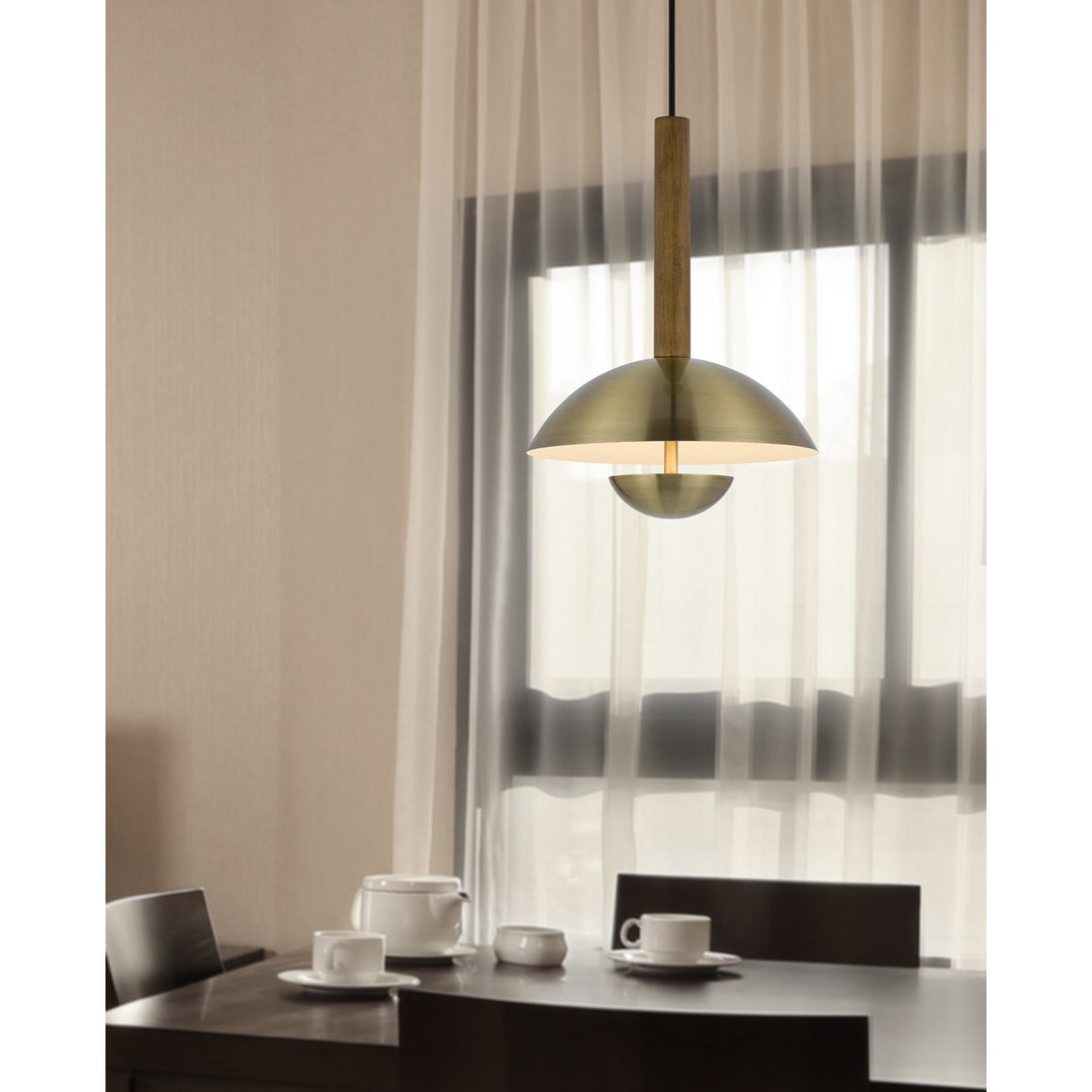 Lakeland 15W Intergrated Dimmable Led Metal / Birch Wood Pendant Light