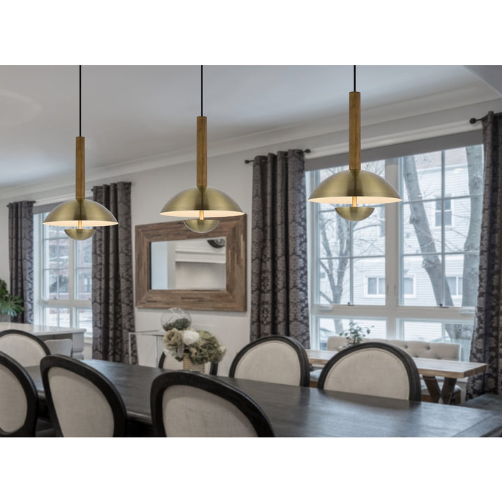 Lakeland 15W Intergrated Dimmable Led Metal / Birch Wood Pendant Light