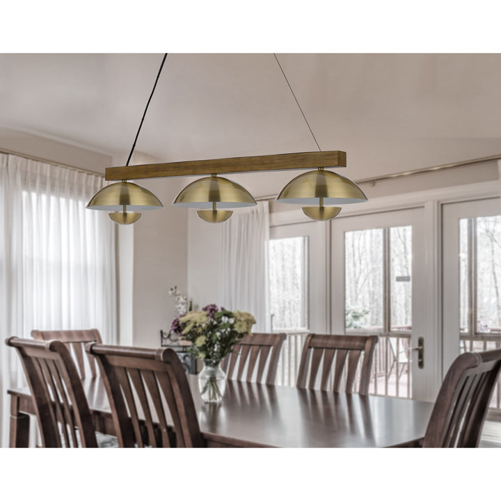 Lakeland 15W X 3 Intergrated Dimmable Led Metal / Birch Wood Island Chandelier
