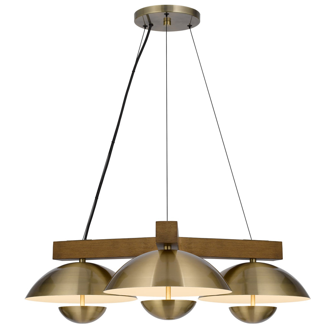 Lakeland 15W X 3 Intergrated Dimmable Led Metal / Birch Wood Pendant Light