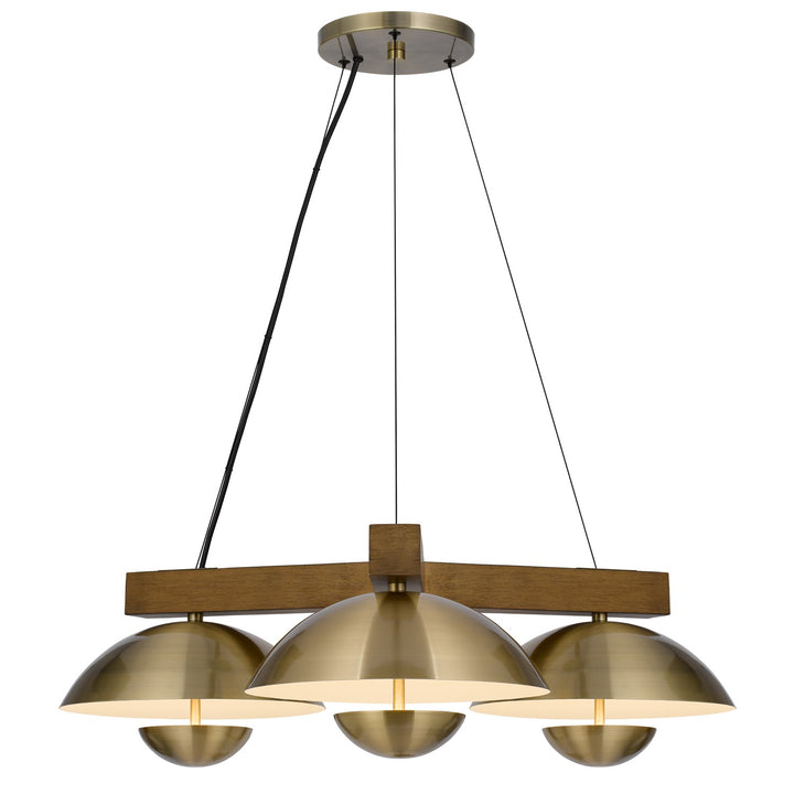 Lakeland 15W X 3 Intergrated Dimmable Led Metal / Birch Wood Pendant Light