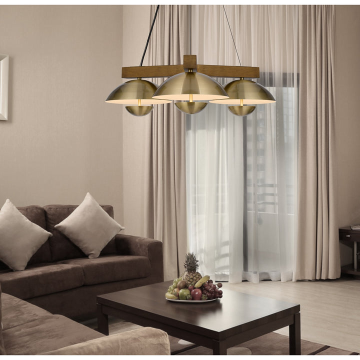 Lakeland 15W X 3 Intergrated Dimmable Led Metal / Birch Wood Pendant Light