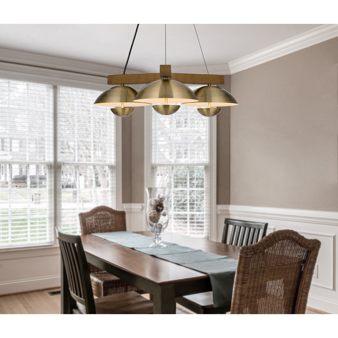 Lakeland 15W X 3 Intergrated Dimmable Led Metal / Birch Wood Pendant Light