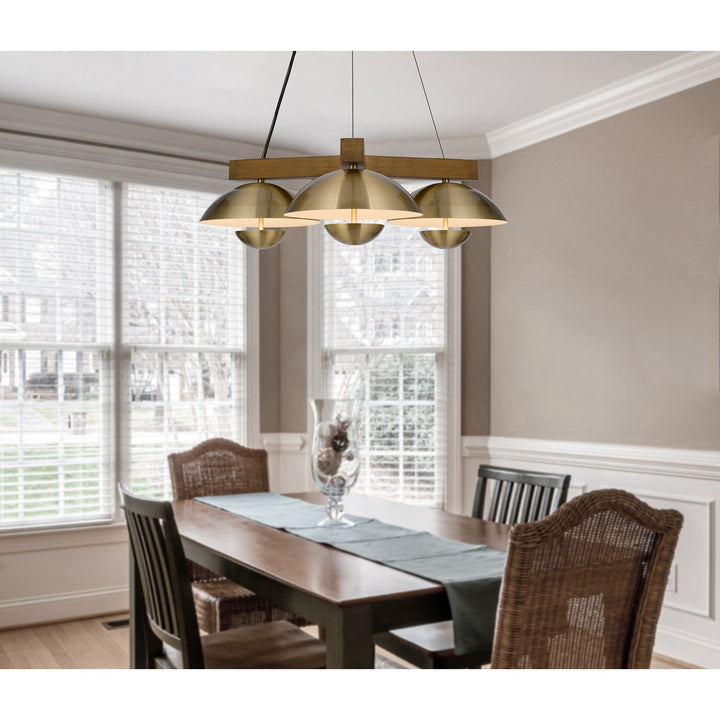 Lakeland 15W X 3 Intergrated Dimmable Led Metal / Birch Wood Pendant Light