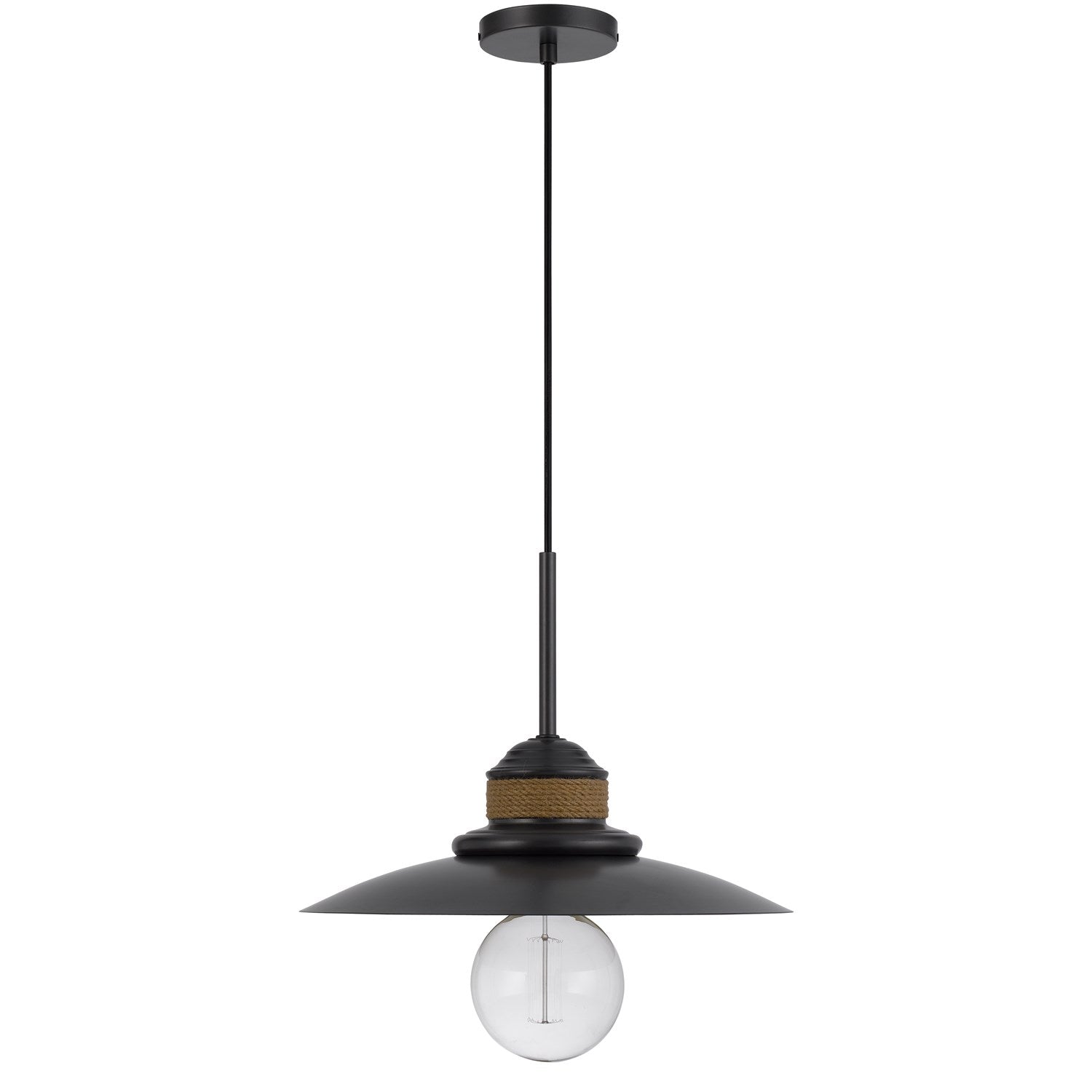 60W Mineola Metal Mini Pendant With Burlap Design by CAL Lighting