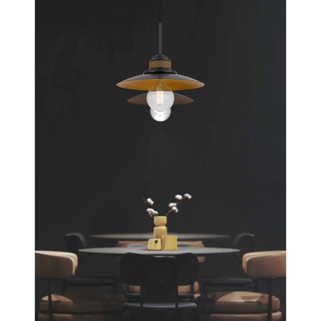 60W Mineola Metal Mini Pendant With Burlap Design