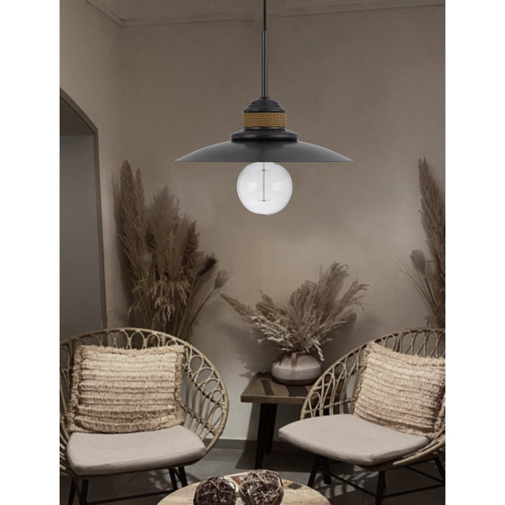 60W Mineola Metal Mini Pendant With Burlap Design