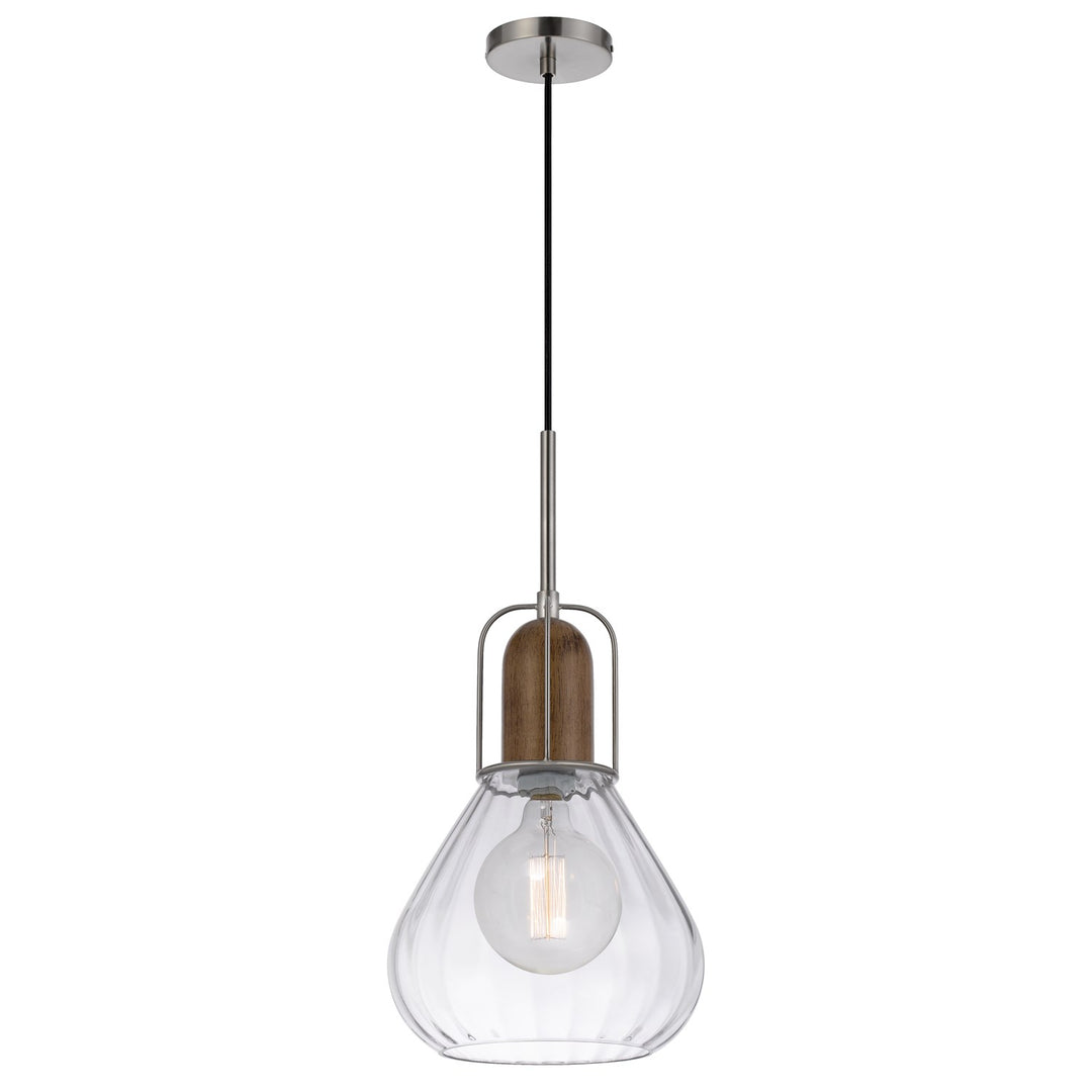 60W Rochelle Metal / Rubber Wood Mini Glass Pendant