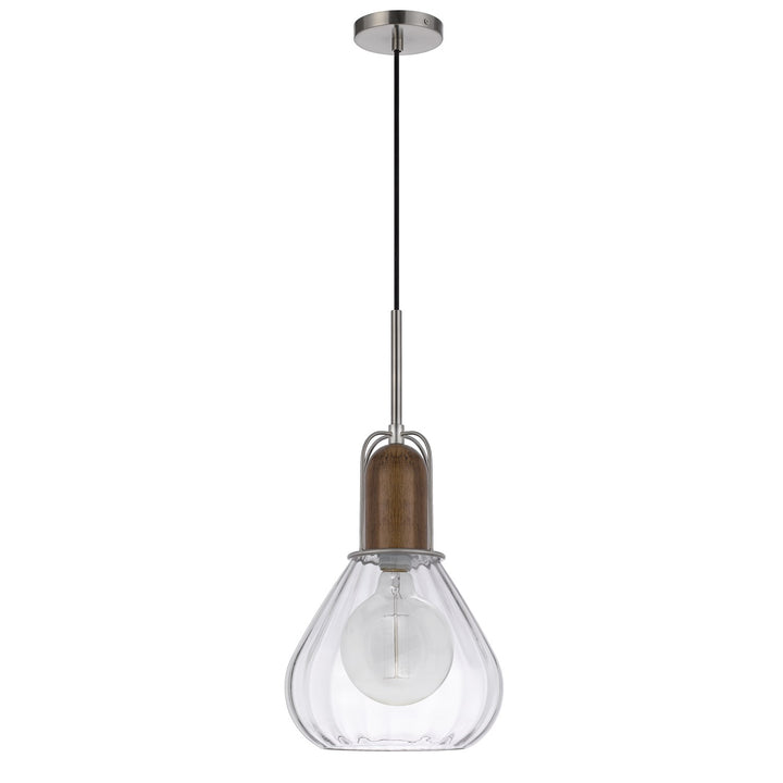60W Rochelle Metal / Rubber Wood Mini Glass Pendant