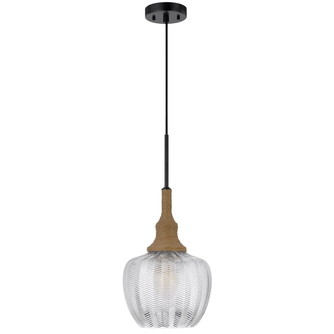 Monroe 60W Glass Pendant Light With Burlap Roped Font by CAL Lighting